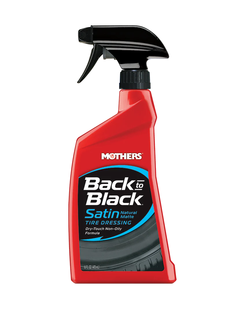 Renovador de neumáticos Mothers Back-to-Black Tire Satin 16 oz con acabado satinado y protección para el caucho.